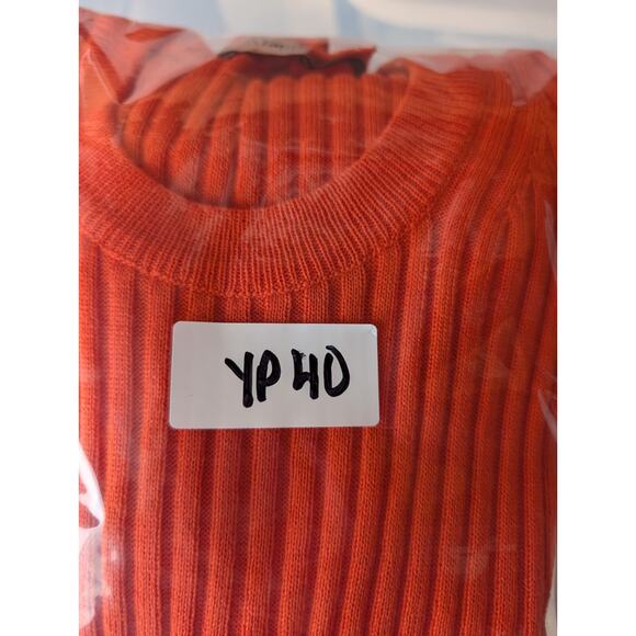 Maggie Marilyn Nearly There Belted Merino Wool Ribbed Sweater Orange Large Chic - Picture 14 of 16